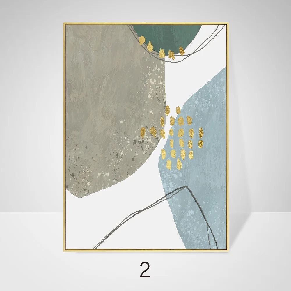 

Canvas Painting Abstract Dark Green Geometric Element Pattern Nordic Minimalist Stitching Combination Bedroom Living Decoration