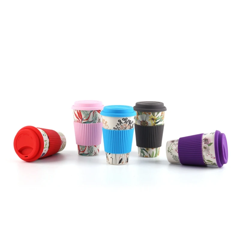 Кофейная кружка дорожная экологичное бамбуковое волокно с крышкой портативные