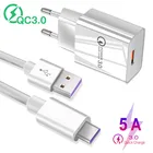 USB-кабель 5A для Honor 20S 9X Samsung A22, USB Type-C, быстрая зарядка, QC 3,0, зарядное устройство для Xiaomi Redmi 10, Note 8, 9 Pro