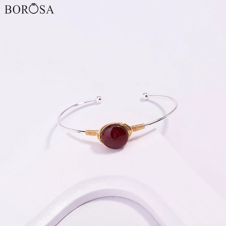 BOROSA Красочные камни браслет браслеты покрытый серебром натуральный Howlite Агаты