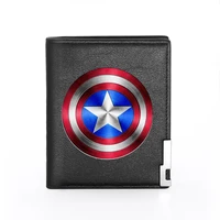 2021 new american hero shield theme printing mens wallet leather purse for men credit card holder short slim wallet pocket