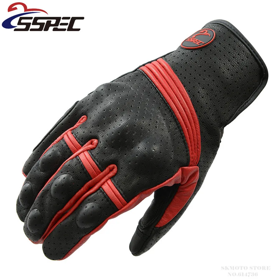 Перфорированные мотоциклетные кожаные перчатки SSPEC для мотокросса с сенсорным
