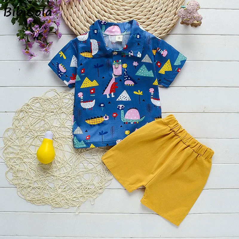 

BibiCola/летние комплекты одежды для маленьких мальчиков комплекты одежды в джентльменском стиле для мальчиков футболка + штаны повседневные с...