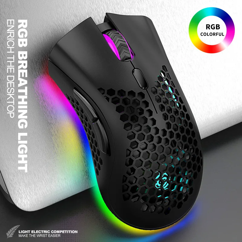 Rechargeable USB 2.4G Wireless RGB Light Honeycomb Gaming Mouse for Desktop PC Computers Notebook Laptop Mice Mause Gamer Cute