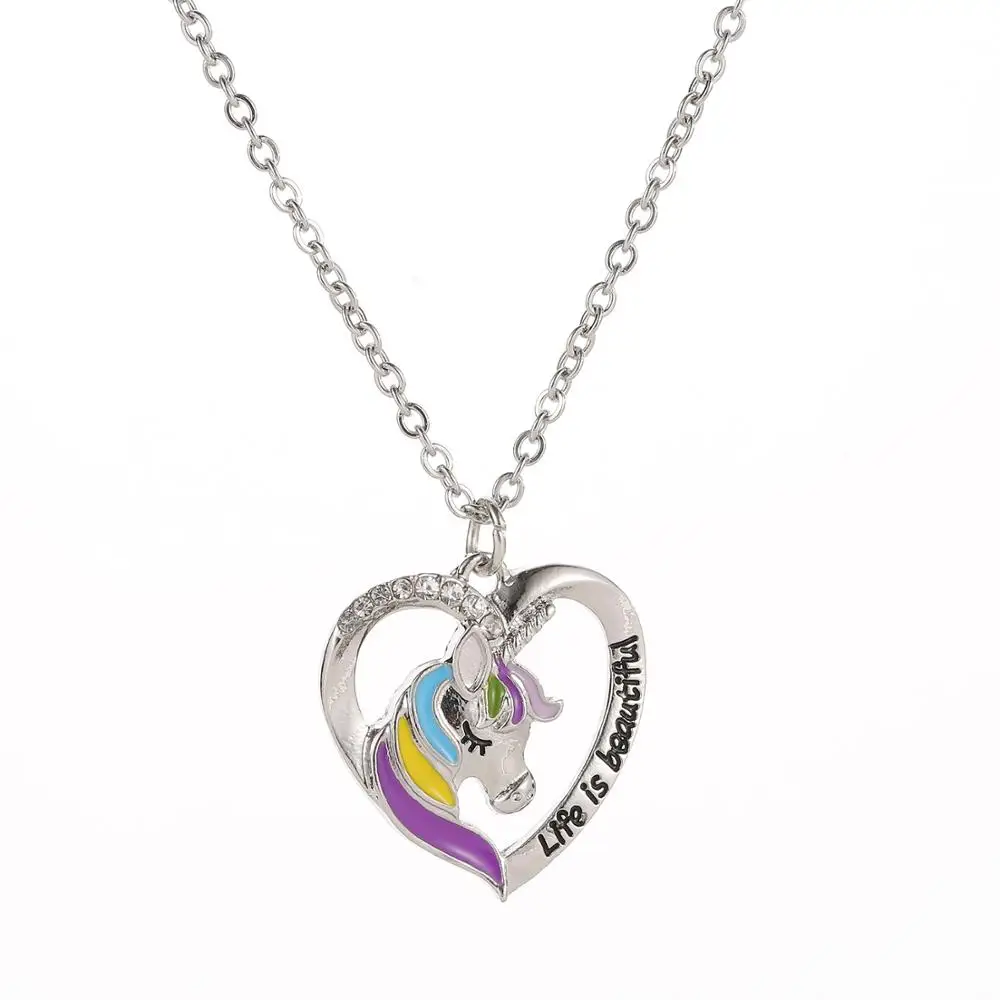 FIMAODZ Мода ожерелье с единорогами Цвет Фул в форме лошадок животных украшением