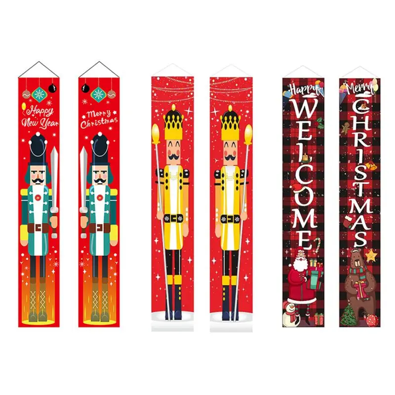 

Merry Christmas Decor Banners New Year Outdoor Indoor Christmas Decorations Welcome Bright Red Xmas Porch Signs Hanging For Home