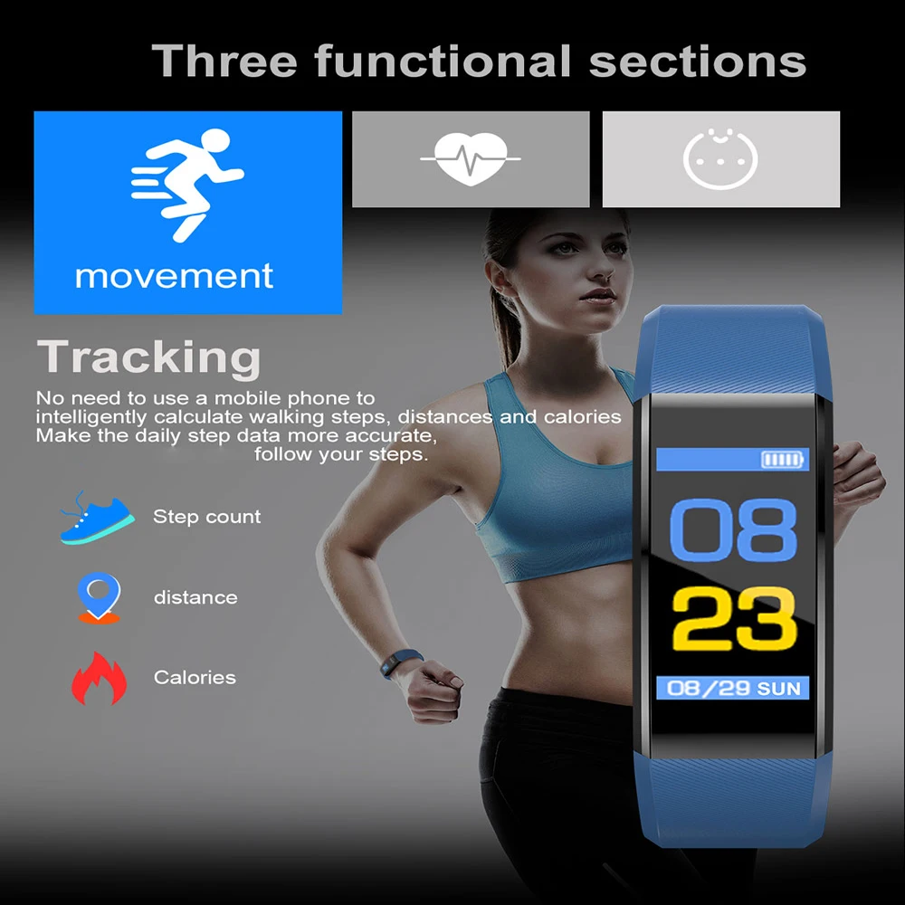 696 Bluetooth 115 Plus Smart Bracelet Heart Rate Monitor Sport Watch Fitness Tracker Bracelet Waterproof Smart Wristband PK Z2 images - 6