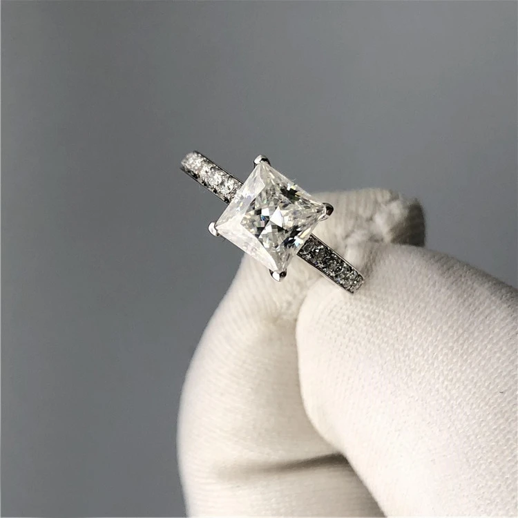 10K белое золото 1 2 3 4 5 карат квадратной формы огранка принцесса Moissanite алмазное
