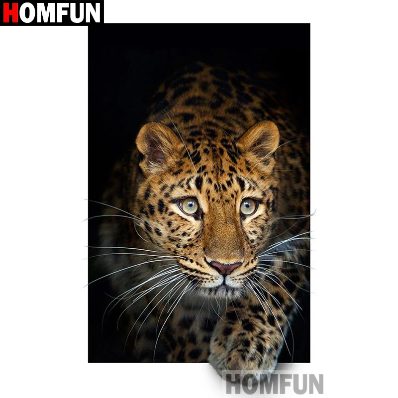 

HOMFUN Full Square/Round Drill 5D DIY Diamond Painting "Leopard animal" Embroidery Cross Stitch 5D Home Decor Gift A30160