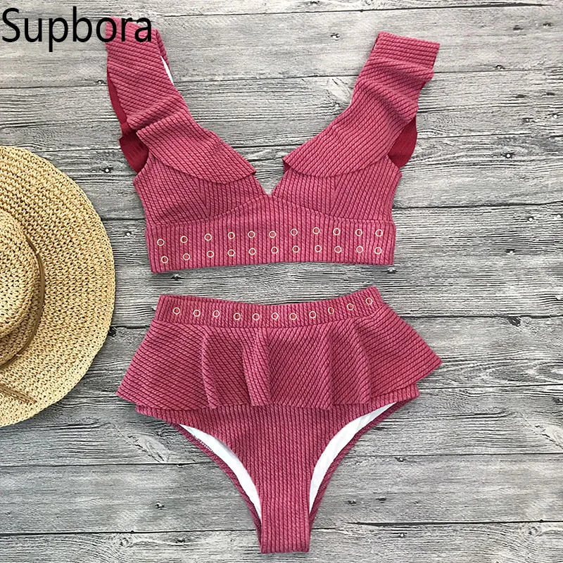 

HStar High Waist Bikini Swimwear Women Swimsuit Push Up bodysuit Women Bathing Suit Ruffle Bikini Romper Summer Beach Wear