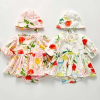 baby girls clothes outfit floral toddler girls dress baby long sleeve bodysuits princess bodysuit one piece dress with hat