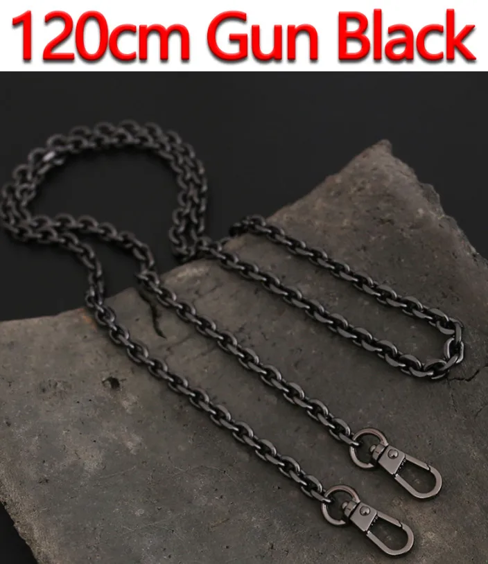 120cm Gun Black Светло 7 мм золото, пистолет черный, серебряный сменный кошелек цепь наплечный ремень через плечо для небольшой сумки, клатч Сумки DIY O цепи - Цвет: 120cm Gun Black