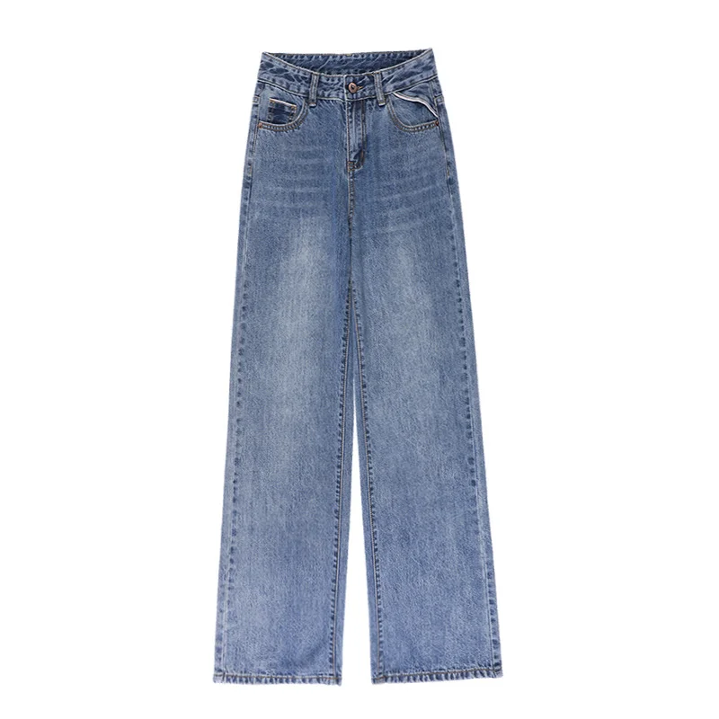Широкие брюки с высокой талией весенние новые джинсы женские прямые