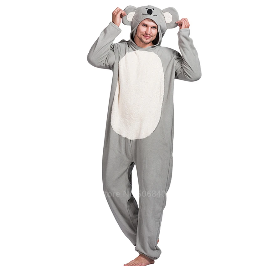 Комбинезон для косплевечерние Koala аниме серого и цвета унисекс Пижама взрослых