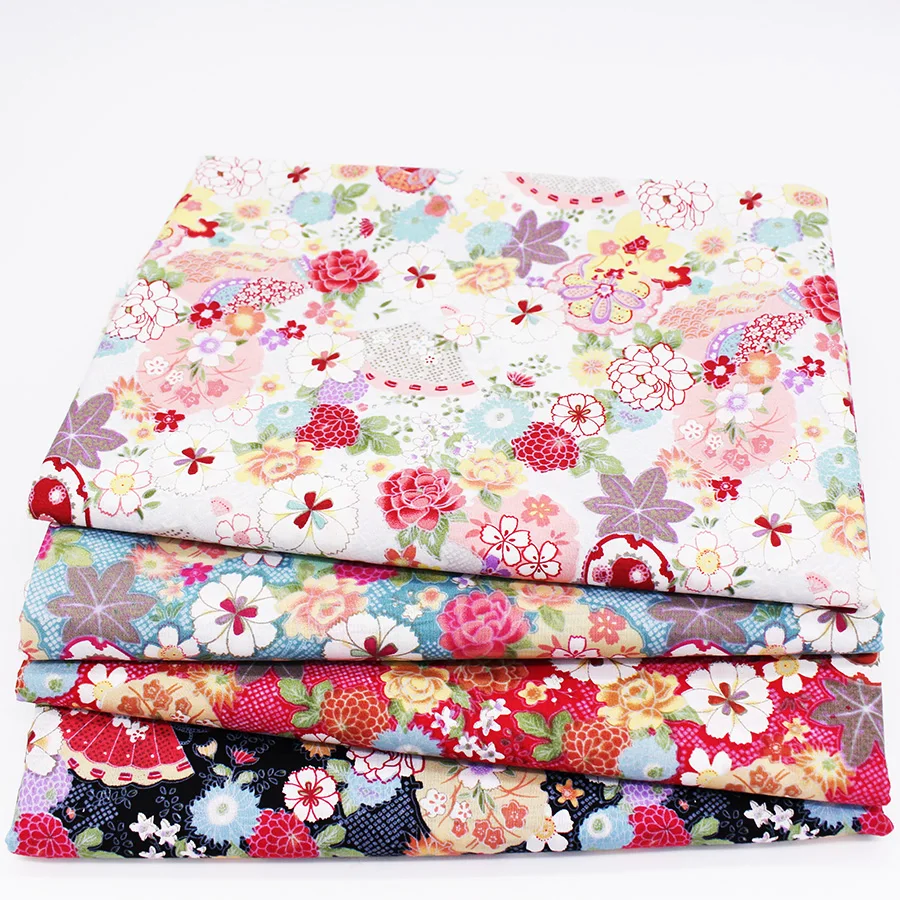 4 Pcs 48x48cm CMCYILING набивная хлопковая ткань для DIY Лоскутная ткань стеганая швейная ткань Tissu ткани Тильда японская ткань - Цвет: 4 Pcs 48x48cm