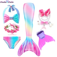 girls mermaid tails swimming dresses halloween cosplay costume beach clothes child mermaid swimsuit kids swimmable costume fin