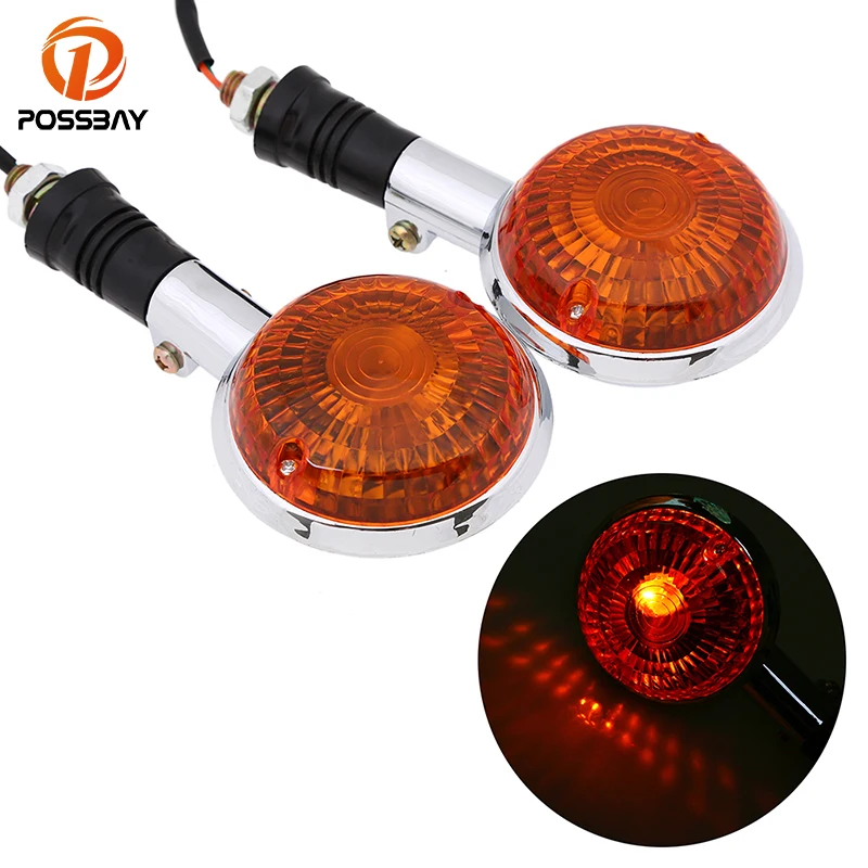 

POSSBAY 2PCS Amber Lens Motorcycle Turn Signal Light Front Rear Flasher Blinker Lights Flasher for Yamaha Virago Maxim V-Max