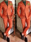 Модный оранжевый мужской костюм Smolking Noivo Terno, облегающие свадебные смокинг для жениха, двубортный мужской костюм из 2 предметов, блейзер для выпускного вечера, брюки, наряд