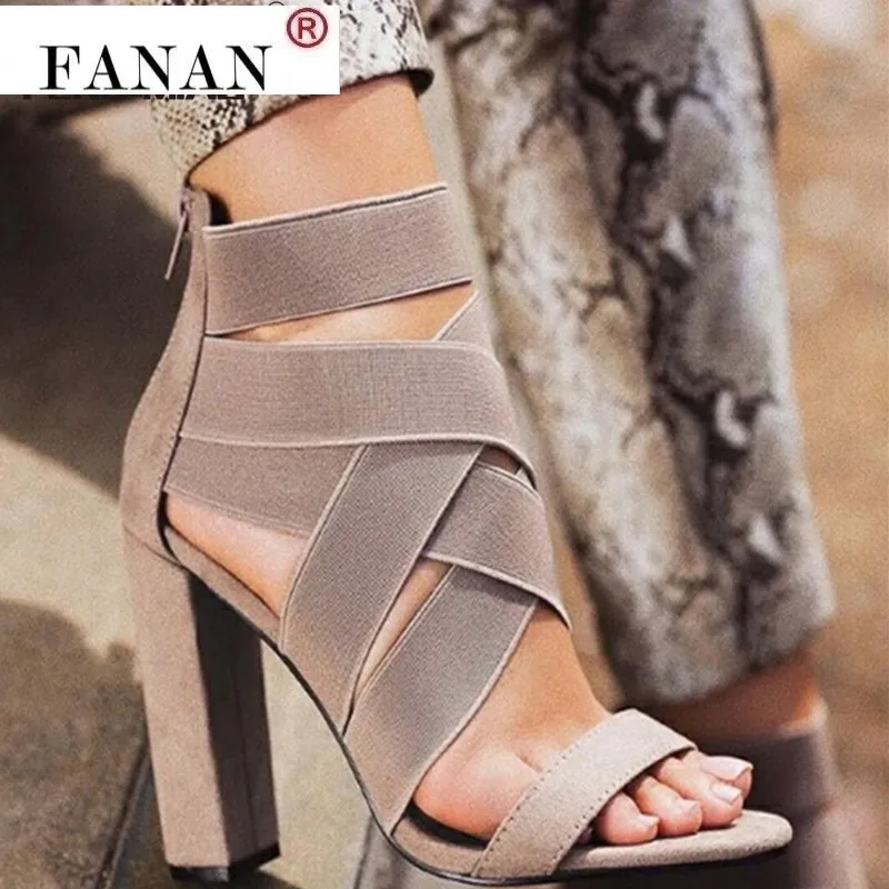 

FANAN 2021 New Style Fashion Ladies Summer Sexy High Heel Party Shoes Ladies Open Toe Thick With Women's High Heels Sandal