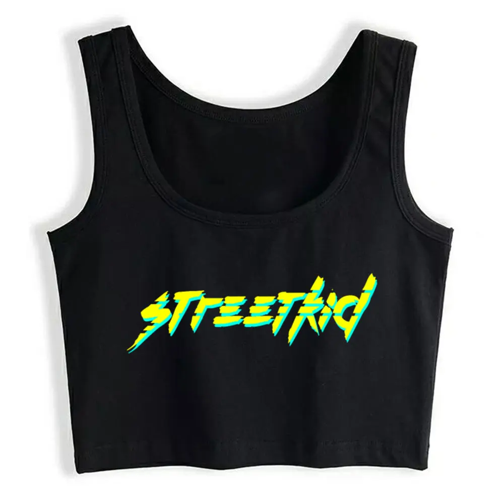 Crop Top Sport Streetkid Cyber 2077 Punk Font Typography Design Harajuku Sleeveless Tops Women