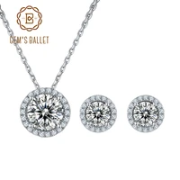 gems ballet 925 sterling silver brilliant cut moissanite diamond jewelry set earrings necklace for women bridal wedding jewelry
