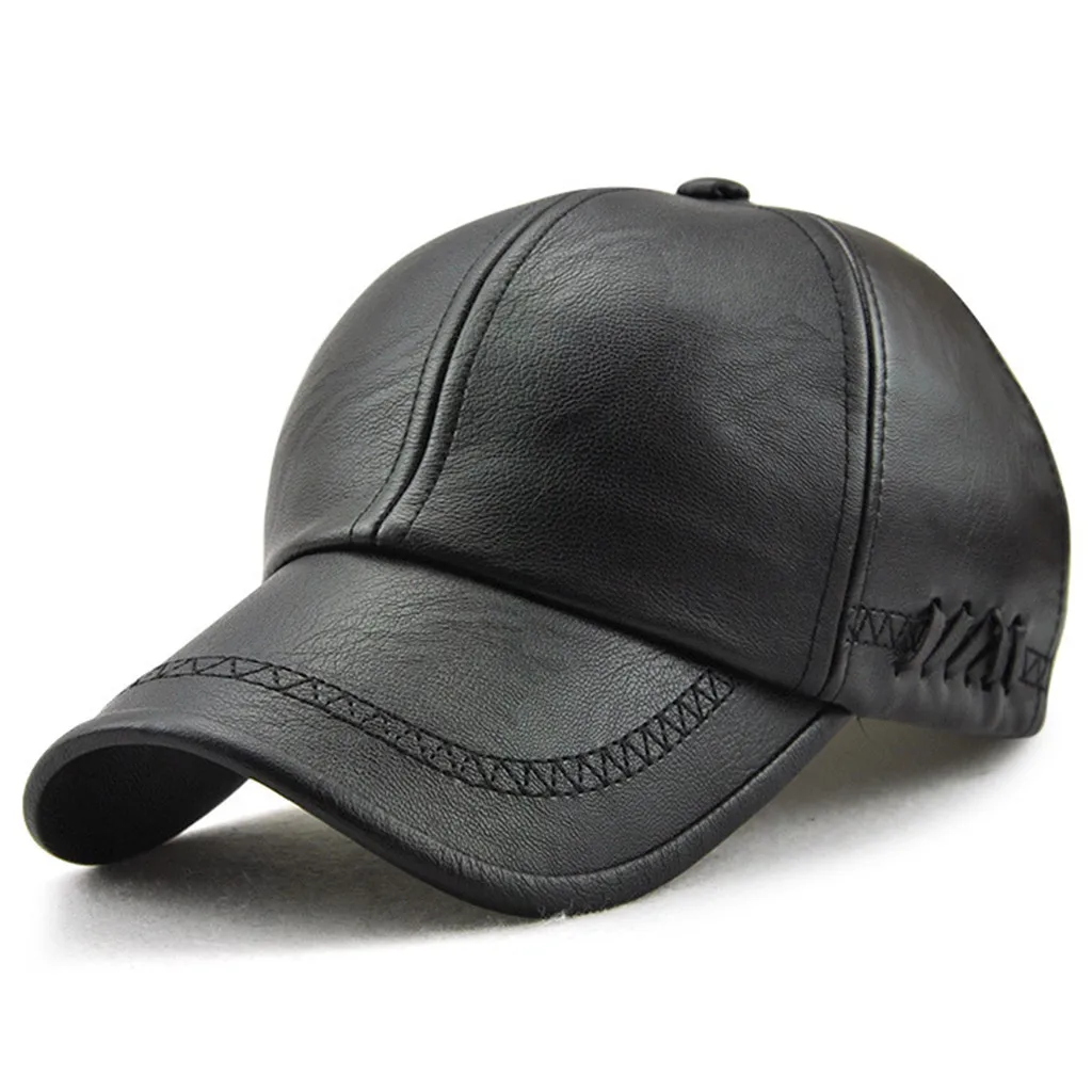 Men Fashion Vintage Women Winter Plaid Hat Leather Men's Cap Autumn Winter Vintage Berets Pure Color Hat Outdoor Baseball Cap