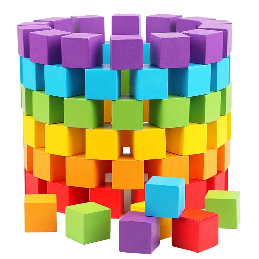 100pcs - 2cm 100 шт./лот 2X2 см детские игрушки деревянные кубики строительные блоки детские развивающие цветные и геометрические формы цветные деревянные квадраты игрушки - Цвет: 100pcs - 2cm