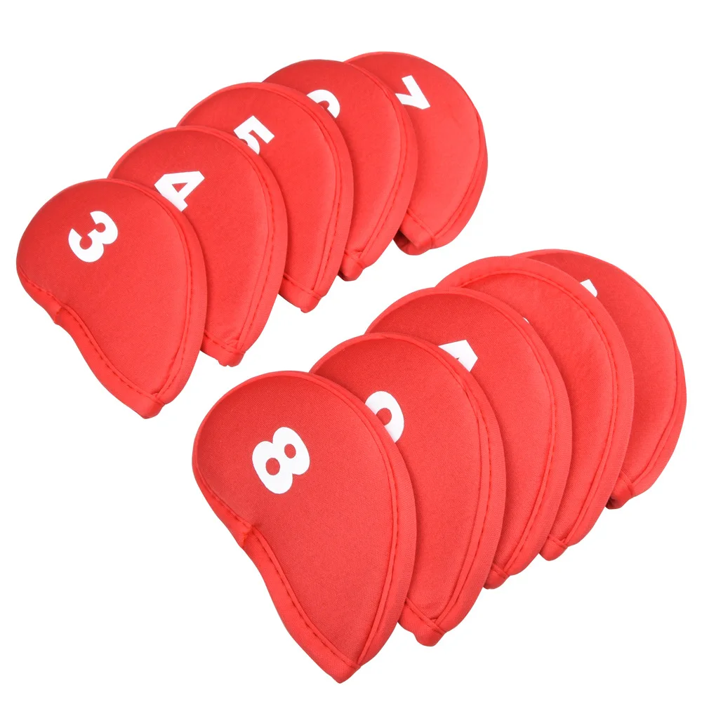 

10Pcs Portable Golf Club Iron Head 57g 15*8cm Ordinary Thickening With Numbers Covers Protector Golfs Head Cover Set Multicolor