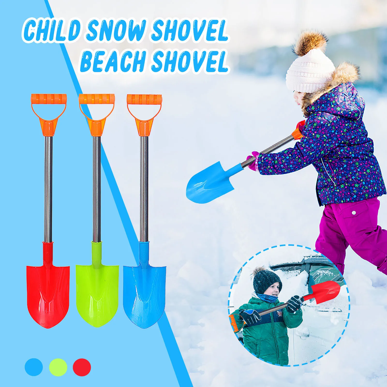 

3PCS Children Snow Beach Shovel With Stainless Steel Handle Sand Toy Beach Shovel parent-child Interactive Toy juguetes de playa