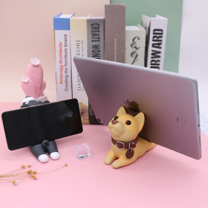 cartoon dog office home desktop stand mobile phone holder decoration lazy mobile ipad stand live free global shipping