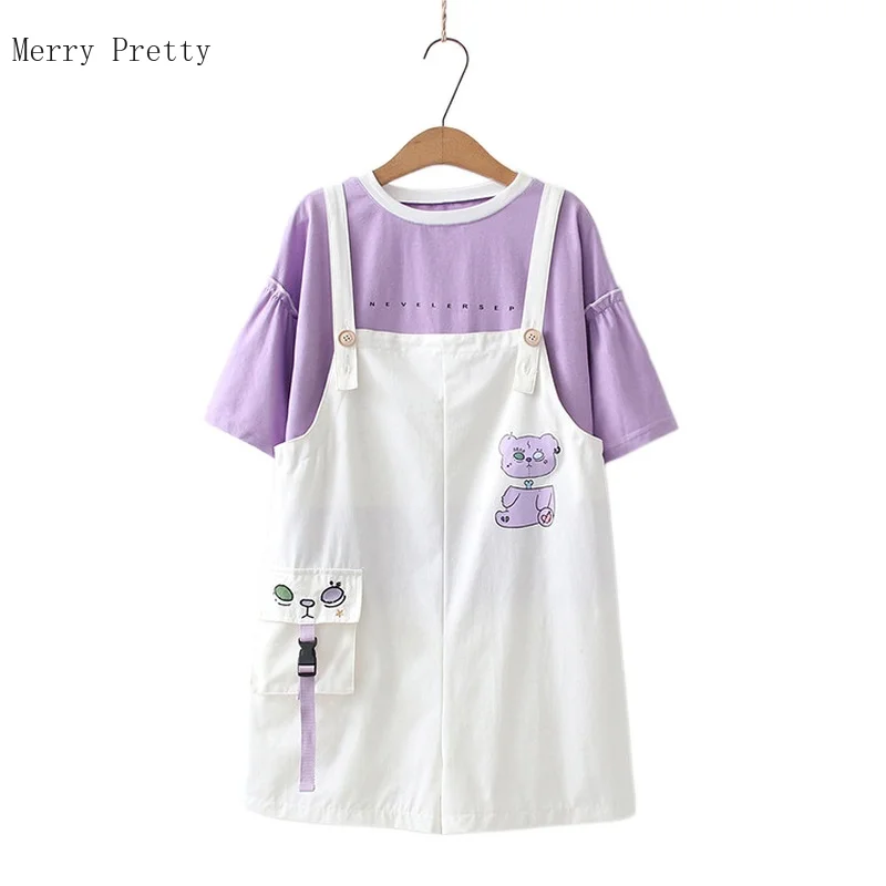 

Женские повседневные короткие комплекты, комбинезон с карманами и О-образным вырезом, хлопковая Футболка с мультяшным принтом, лето 2021, мил...