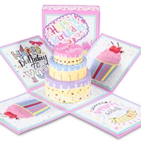 partykindom explosion gift box 3d birthday greeting card cake pop up birthday card surprise gift packing box pink