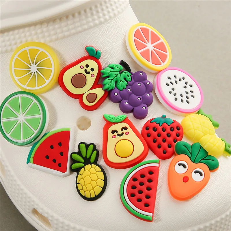 

20PCS/PACK Shoe Charms Silicone Mixed Style Fruit Shoe Decoration Shoe Accessories Cute Shoe Buckle For Kids Girls Gift