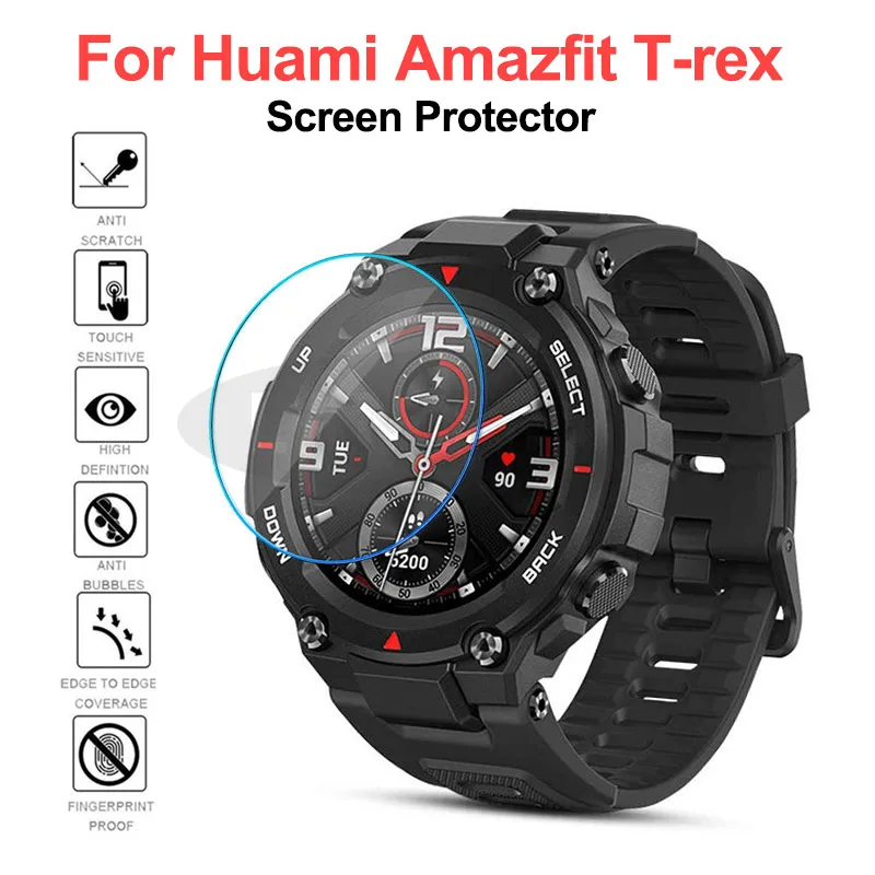Защитное стекло для смарт-часов Huami Amazfit T-Rex закаленное 9H T-rex 2020 | Электроника