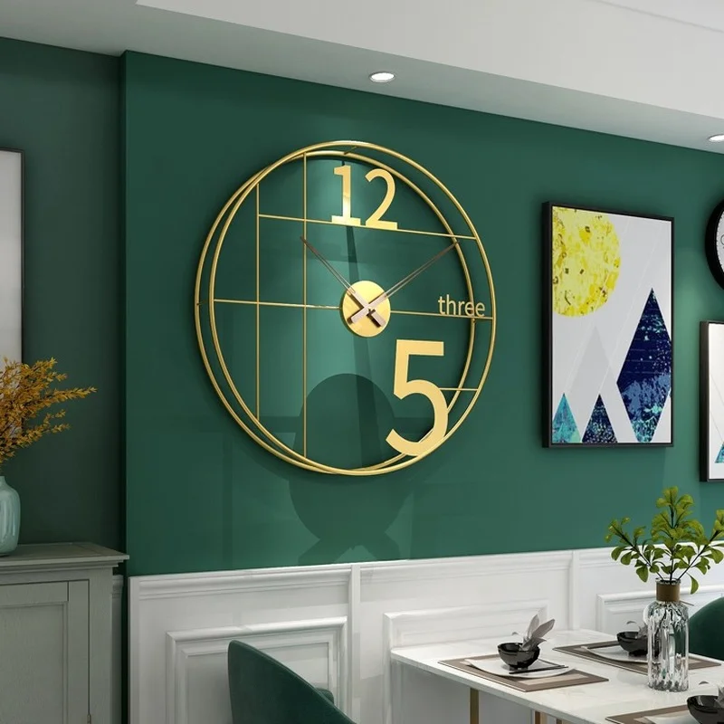

Large Golden Creative Wall Clock Modern Design Living Room Silent Wall Clock Nordic Horloge Murale Home Decoration BA60WC
