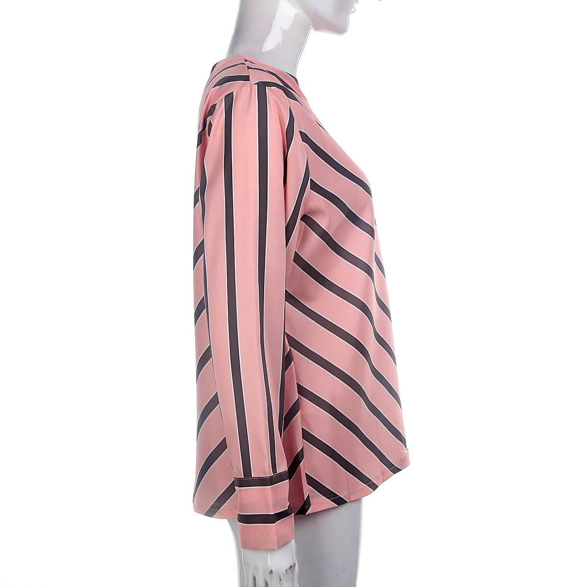 Женская блузка в полоску с открытыми плечами и длинным рукавом|Блузки| |