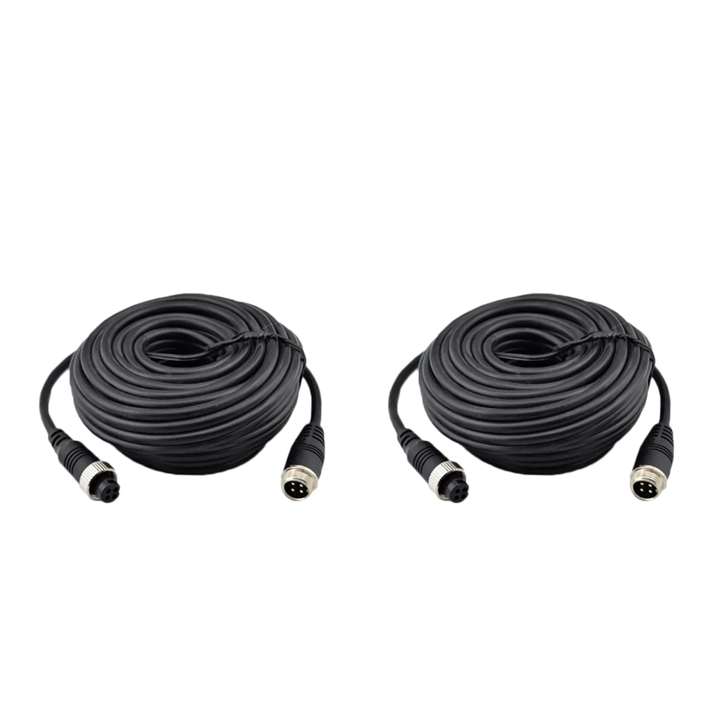 

2Pcs 4Pin Video Extension Cable, Car Rear View Backup Camera Video Extension Cable (5 Meters & 20 Meters)