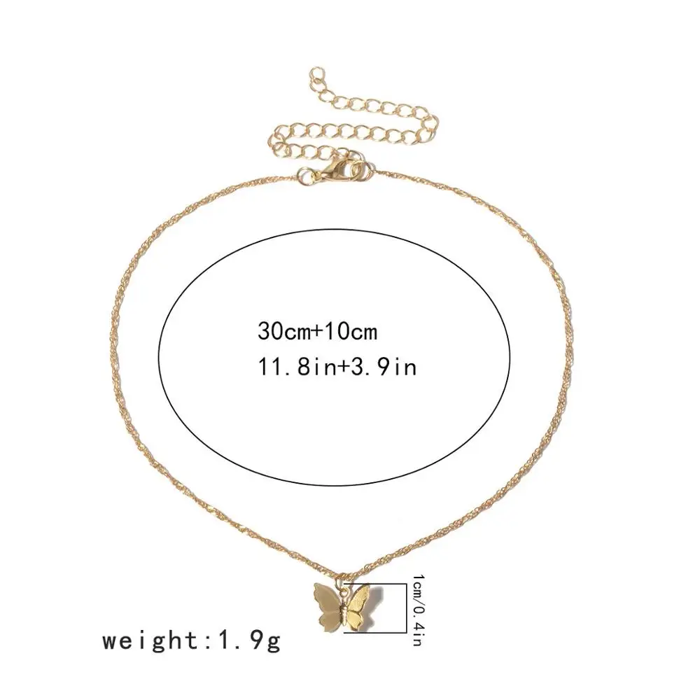 Колье-чокер с милыми бабочками для женщин Золотая цепочка Массивный воротник