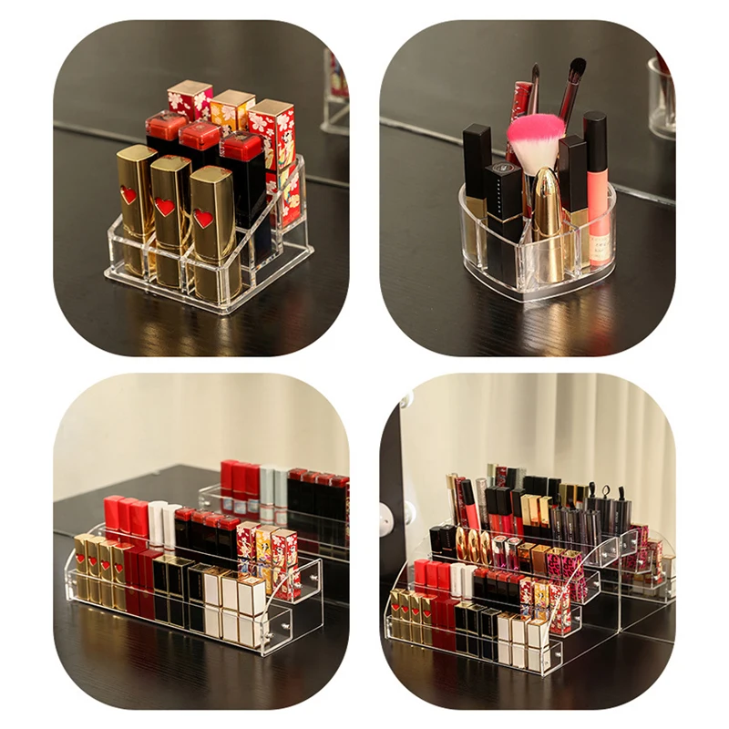 

9/18/24 Grids Makeup Organizer Nail Polish Lipstick Holder Display Rack Case Cosmetic Organiser Tool