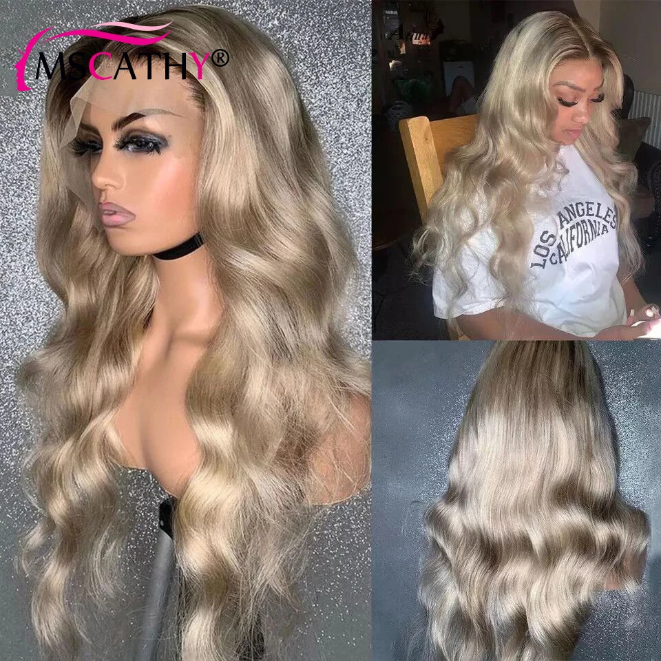 

Blonde 613 Colored Lace Front Wig Ombre Body wave HD Lace Frontal Wig Natural Hairline Per Plucked Wigs For Women Human Hair Bob