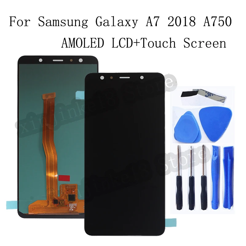 ЖК дисплей AMOLED для Samsung Galaxy A7 2018 сенсорный экран с цифровым преобразователем в