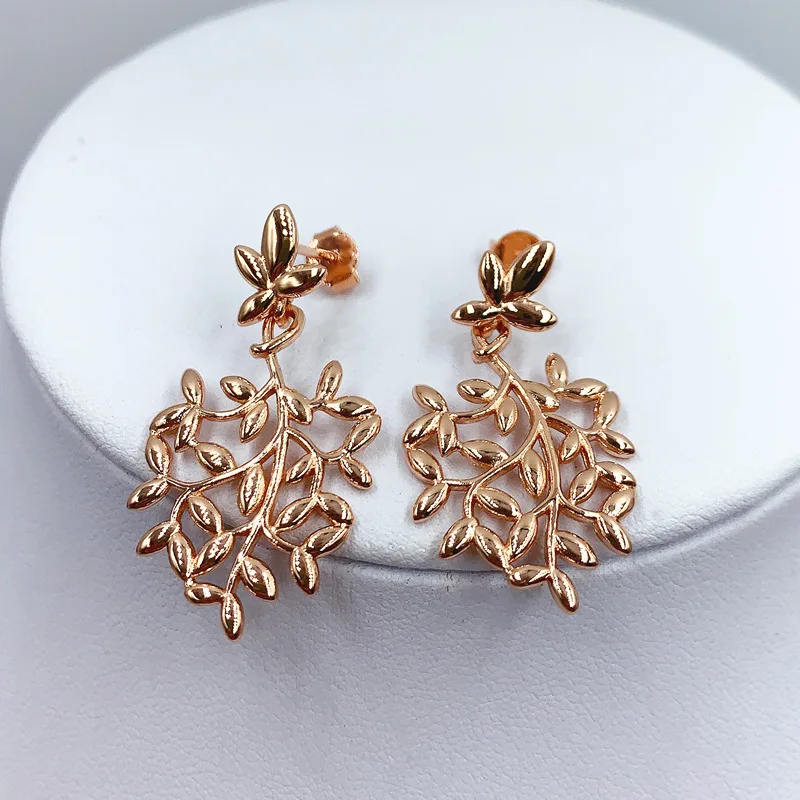 

1: 1 925 Sterling Silver Fashion Wild Olive Leaf Exclusive Sale Earrings, Exquisite Workmanship, Women Holiday Jewelry Gifts