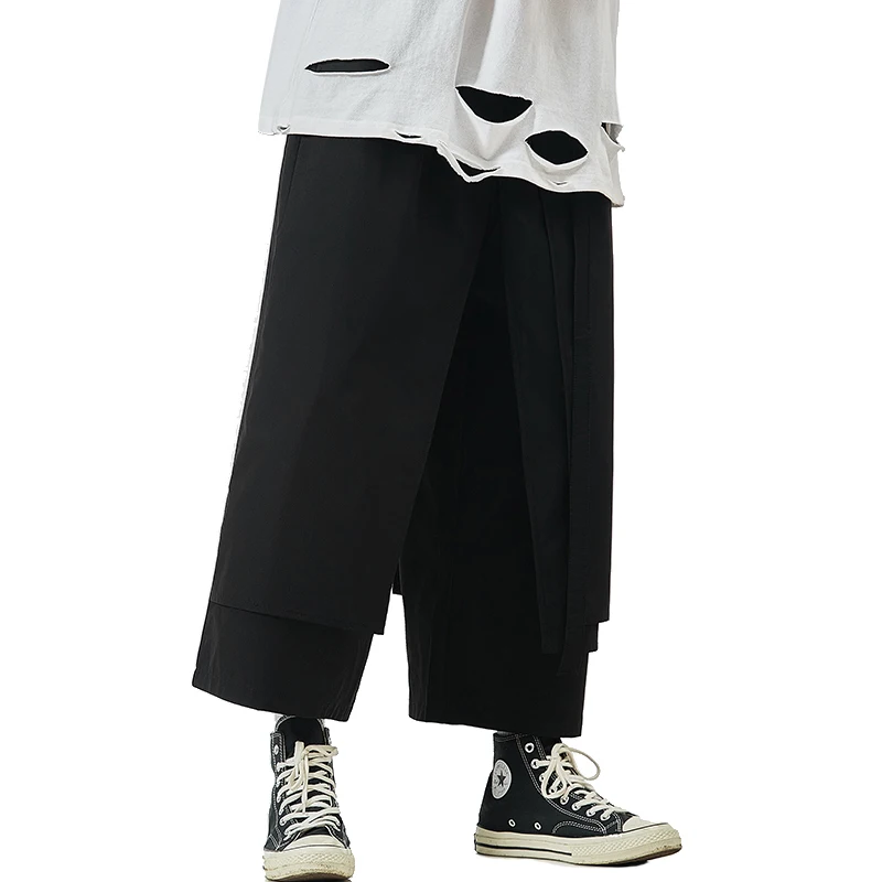 

M-5XL Plus Size Men Pants Wide Legs Loose Fashion Trousers Men Solid Streetwear Male Casual Ankle Pants Pantalon Hombre XXXXXL