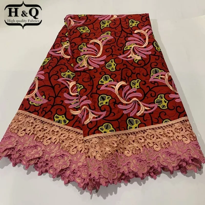 

H&Q prevalent african batik lace wax fabric 100% cotton embroidery 6 yards/pcs nigerian guipure lace water soluble fabrics H0930