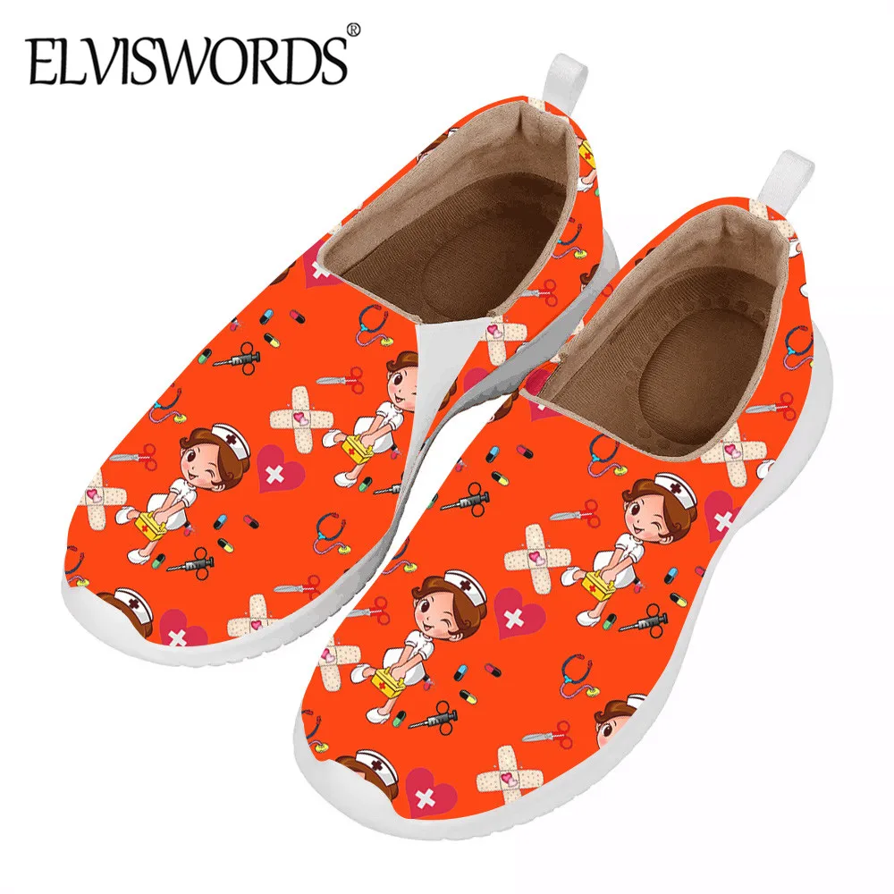 

ELVISWORDS Women's Comfortable Nursing Flat Shoes 2020 Fashion New Spring/Autumn Casual Slip On Teen Girls Cloth Fabric Fotowear