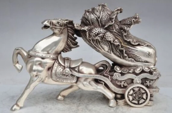  609 + 12 &quotКитайский серебряный фэншуй счастливое богатство лошадь тянуть капусту