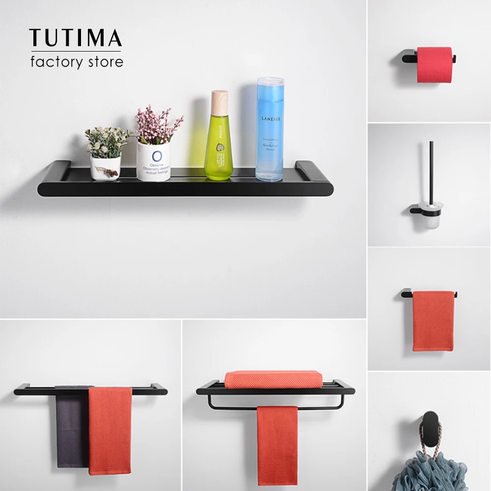 Tutima современный набор аксессуаров для ванной черный полотенец из нержавеющей