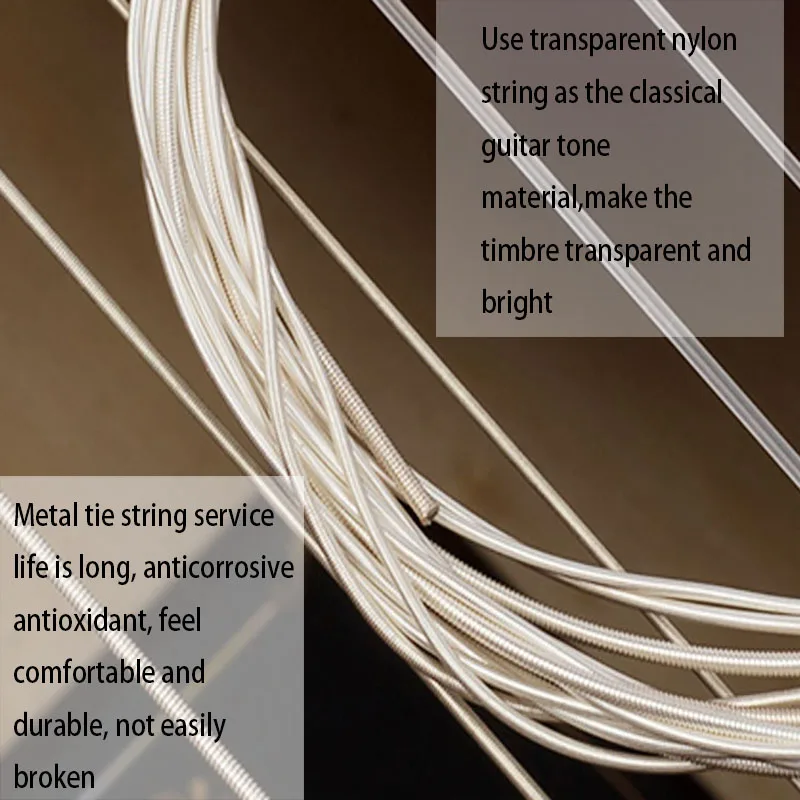 

6 Pcs Acoustic Guitar String Hexagonal Made Of Transparent Nylon Sound Is Clear And Exquisite Light And Portable Anti-Rust