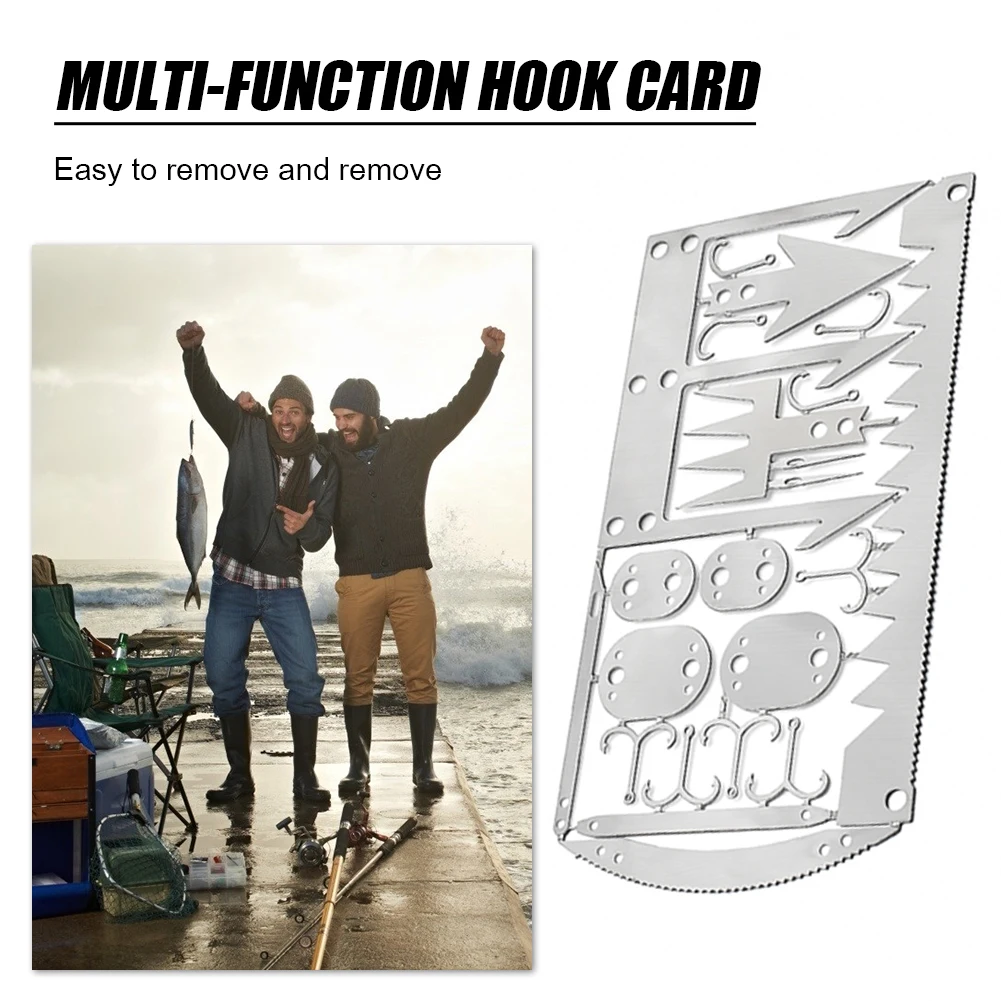 

12 in 1 Survival Card Multitool Pocket Knife Fishing Hook Fork Saw Arrow Multifunctional Tool for Outdoor Camping Tool