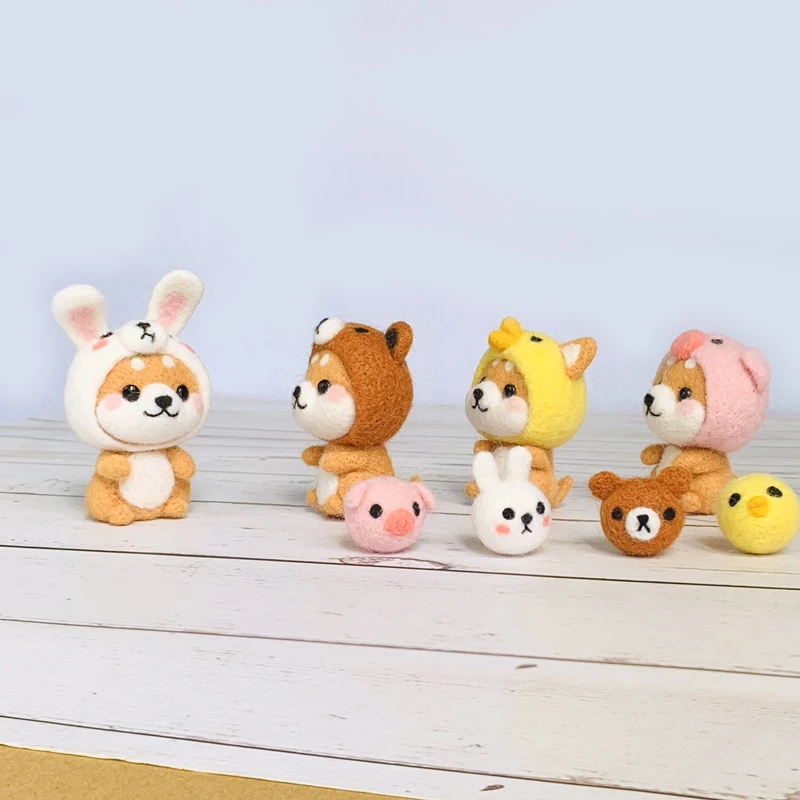 Шерстяная Войлочная игрушка ручной работы с животными 5 стилей иглы Шиба ину